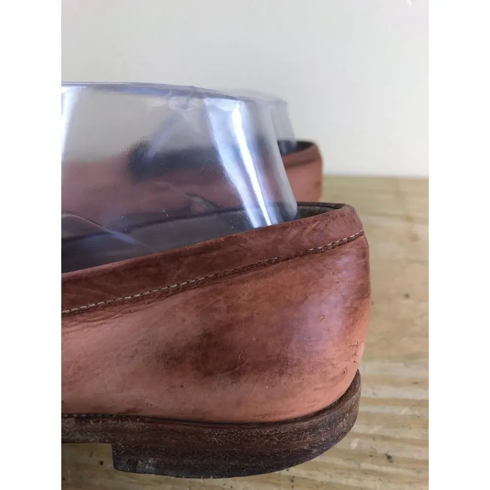 Manolo Blahnik Shoes Womens 40 Brown Leather Loafers Flats Slip Ons Italy
